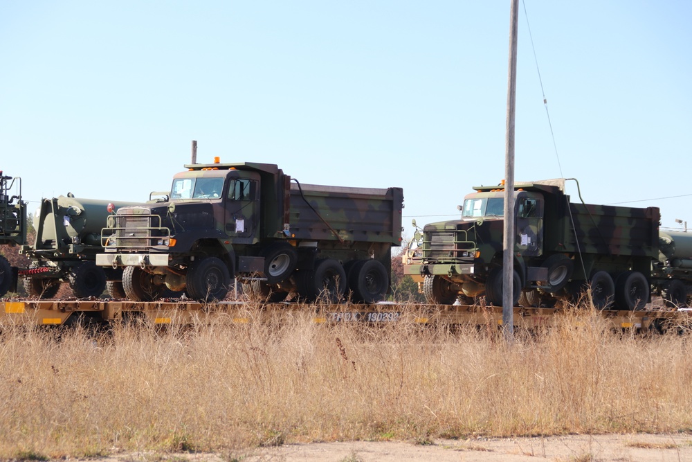 411th Engineer Company equipment deployment by rail movement at Fort McCoy