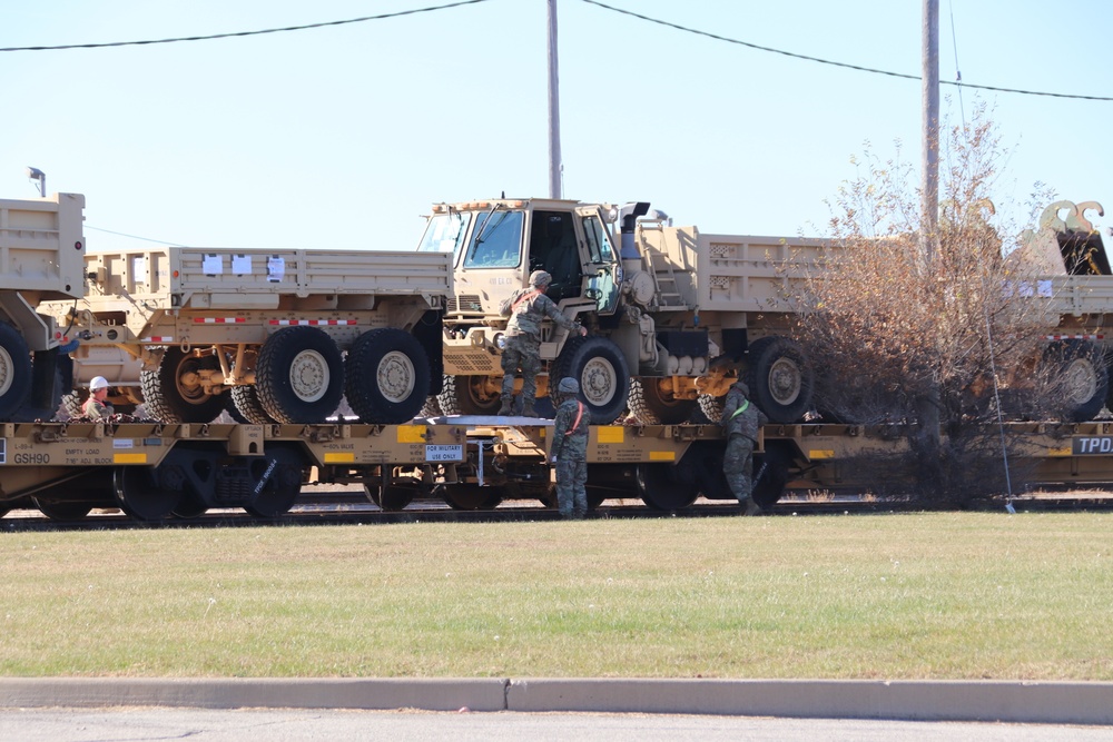 411th Engineer Company equipment deployment by rail movement at Fort McCoy