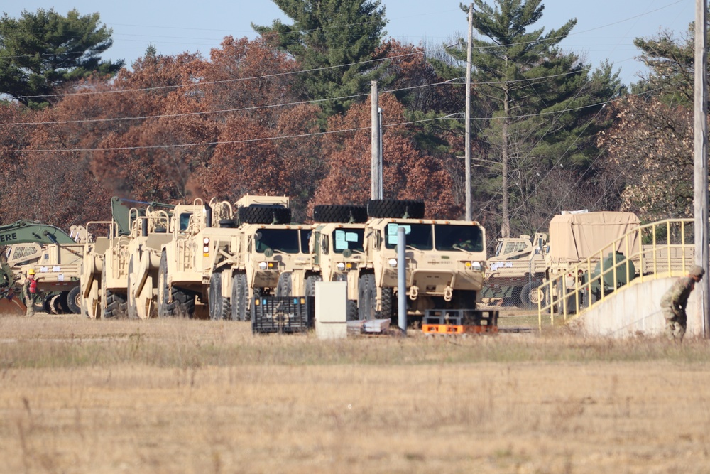 411th Engineer Company equipment deployment by rail movement at Fort McCoy