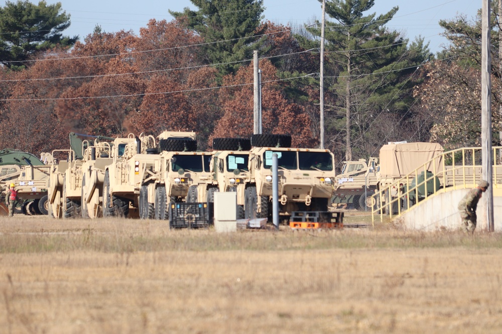 411th Engineer Company equipment deployment by rail movement at Fort McCoy