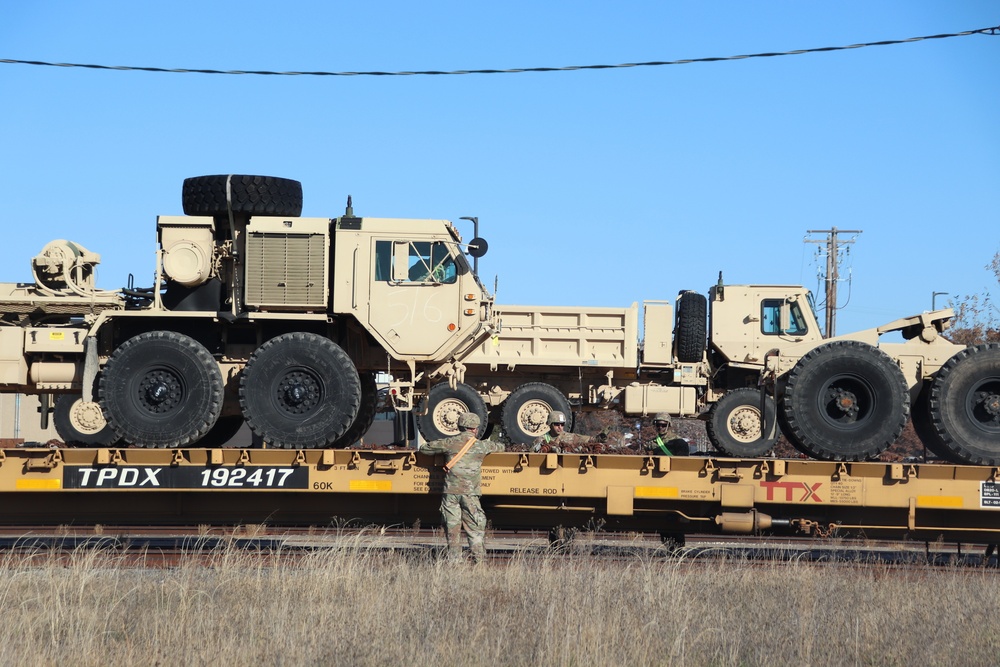 411th Engineer Company equipment deployment by rail movement at Fort McCoy