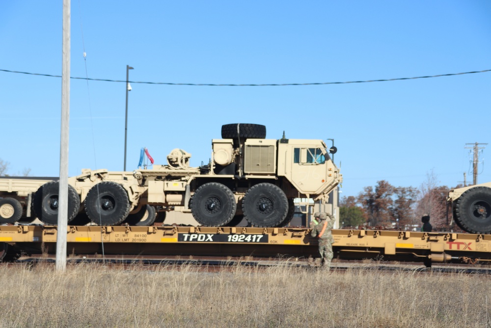 411th Engineer Company equipment deployment by rail movement at Fort McCoy