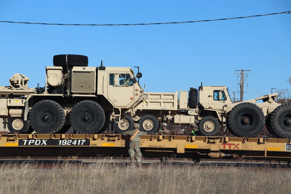 411th Engineer Company equipment deployment by rail movement at Fort McCoy