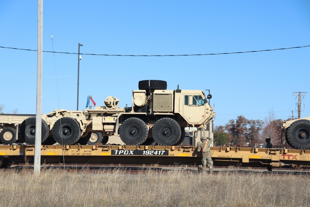 411th Engineer Company equipment deployment by rail movement at Fort McCoy