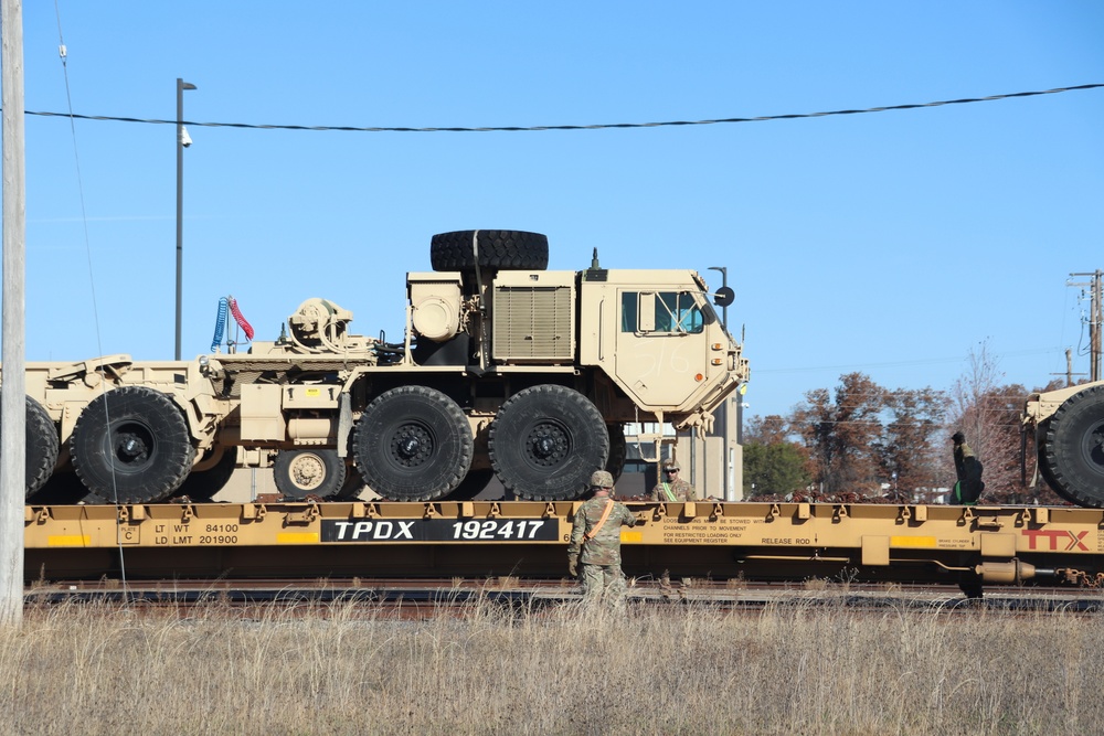 411th Engineer Company equipment deployment by rail movement at Fort McCoy