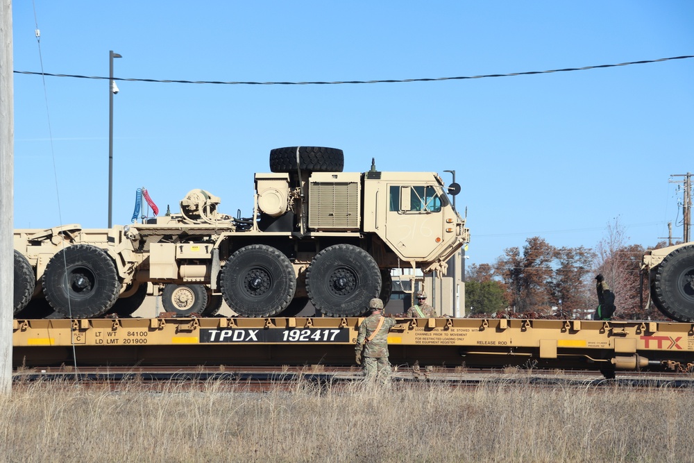 411th Engineer Company equipment deployment by rail movement at Fort McCoy