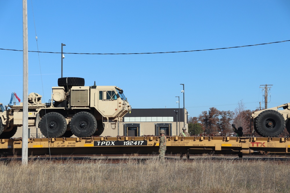 411th Engineer Company equipment deployment by rail movement at Fort McCoy