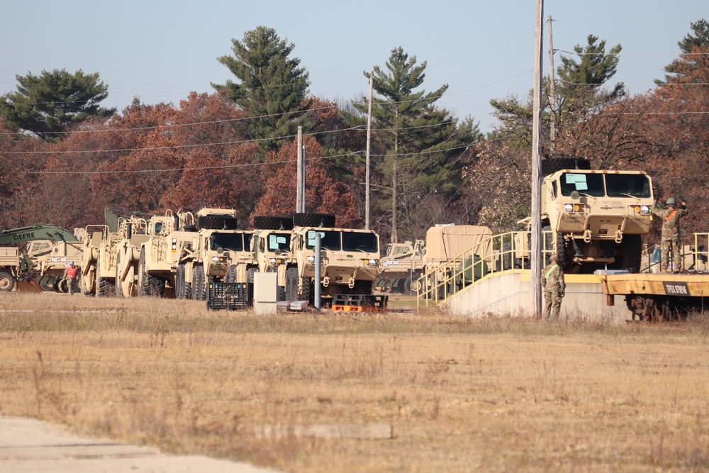 411th Engineer Company equipment deployment by rail movement at Fort McCoy