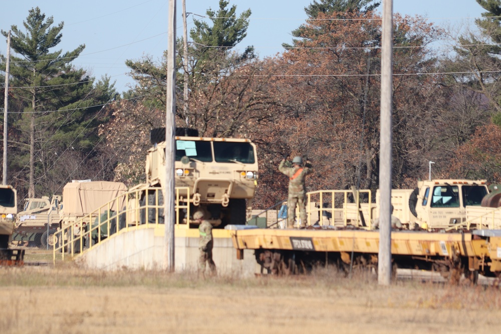 411th Engineer Company equipment deployment by rail movement at Fort McCoy