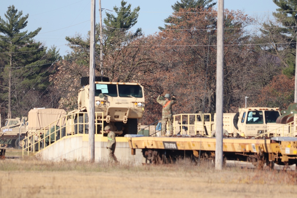 411th Engineer Company equipment deployment by rail movement at Fort McCoy