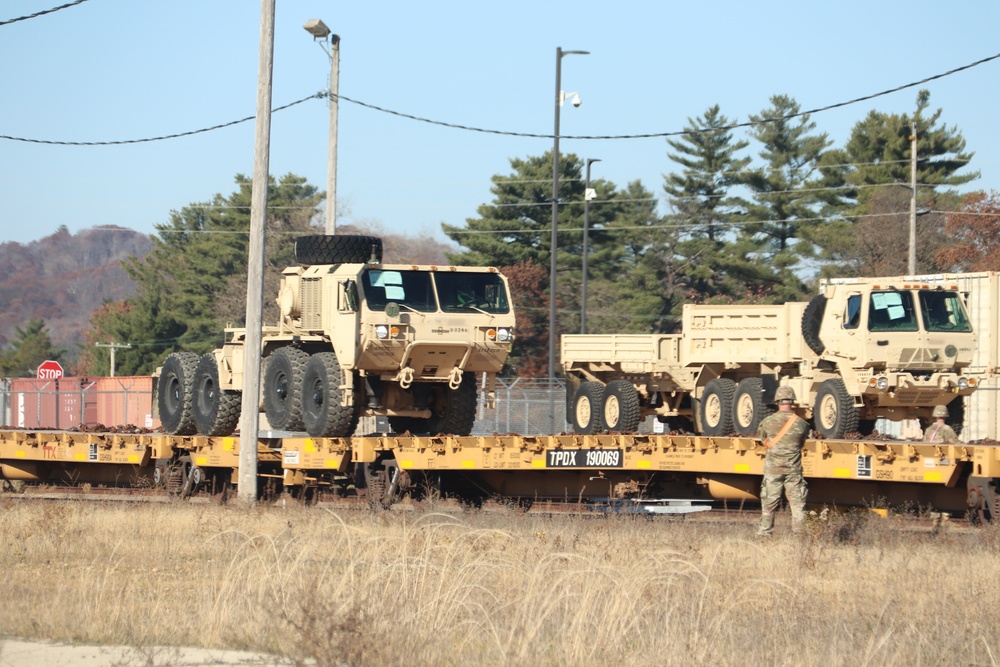 411th Engineer Company equipment deployment by rail movement at Fort McCoy