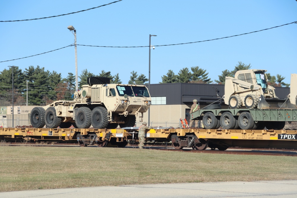 411th Engineer Company equipment deployment by rail movement at Fort McCoy