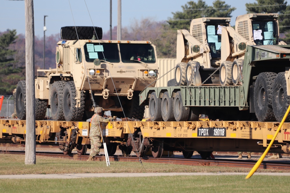 411th Engineer Company equipment deployment by rail movement at Fort McCoy