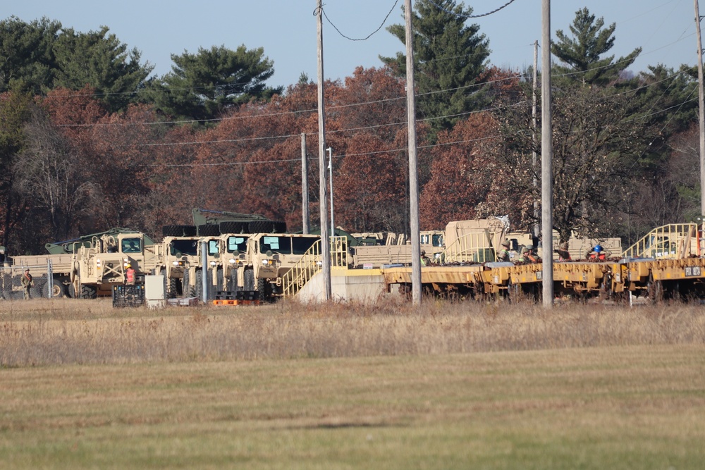 411th Engineer Company equipment deployment by rail movement at Fort McCoy