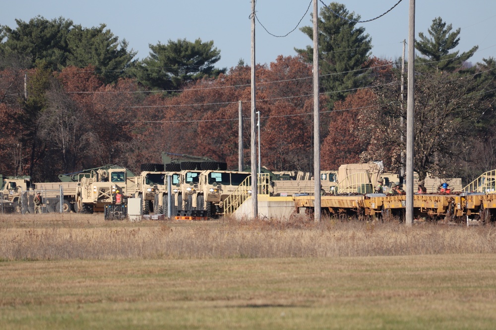 411th Engineer Company equipment deployment by rail movement at Fort McCoy