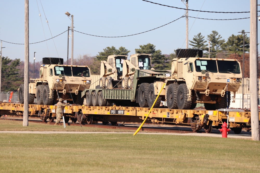 411th Engineer Company equipment deployment by rail movement at Fort McCoy