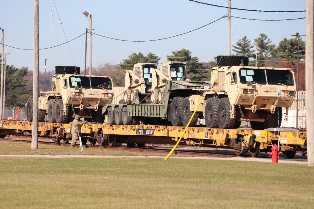 411th Engineer Company equipment deployment by rail movement at Fort McCoy