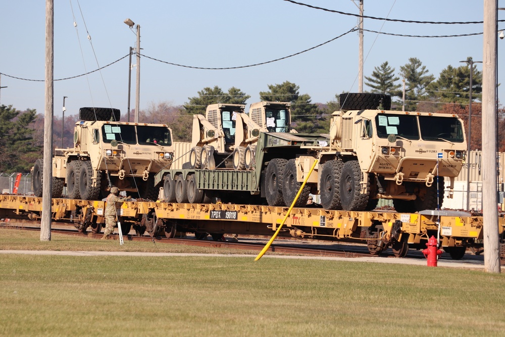 411th Engineer Company equipment deployment by rail movement at Fort McCoy