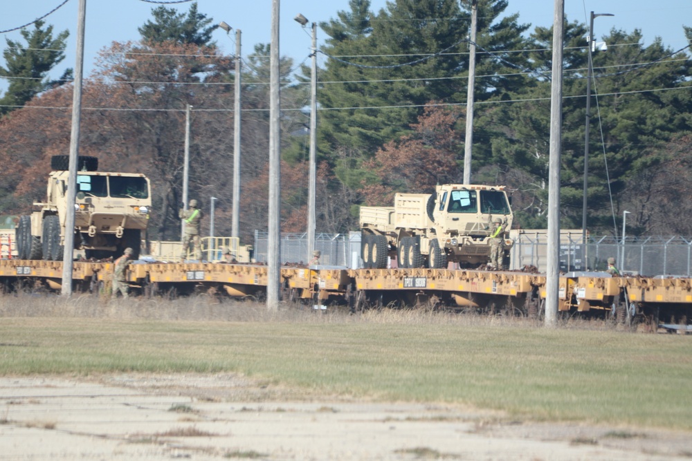 411th Engineer Company equipment deployment by rail movement at Fort McCoy