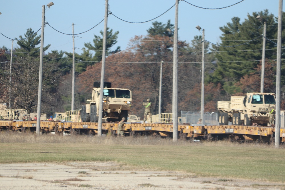 411th Engineer Company equipment deployment by rail movement at Fort McCoy