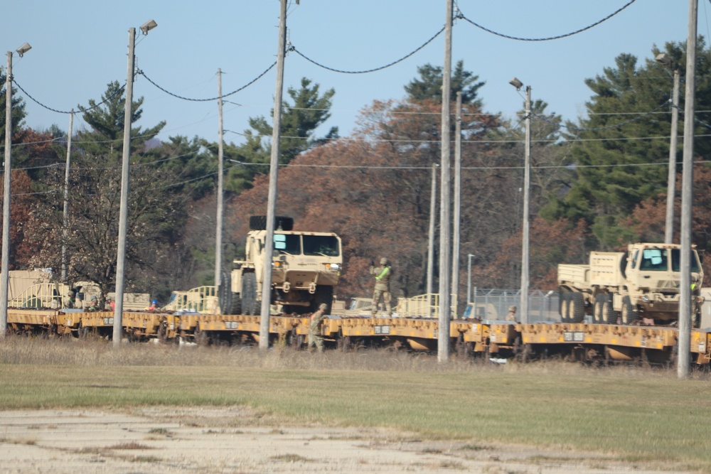 411th Engineer Company equipment deployment by rail movement at Fort McCoy