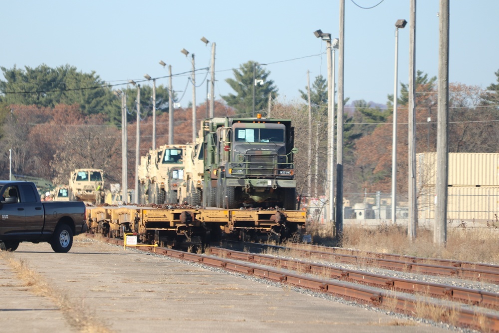 411th Engineer Company equipment deployment by rail movement at Fort McCoy