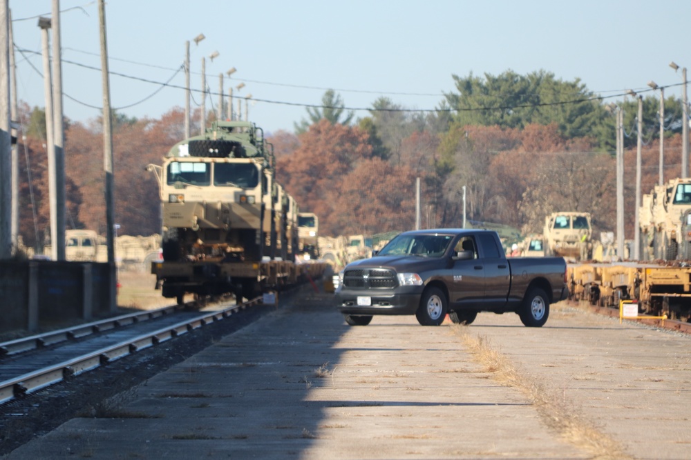 411th Engineer Company equipment deployment by rail movement at Fort McCoy