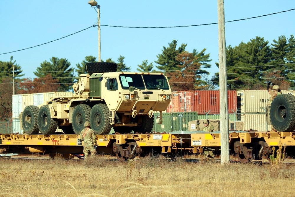 411th Engineer Company equipment deployment by rail movement at Fort McCoy