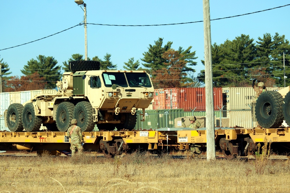 411th Engineer Company equipment deployment by rail movement at Fort McCoy