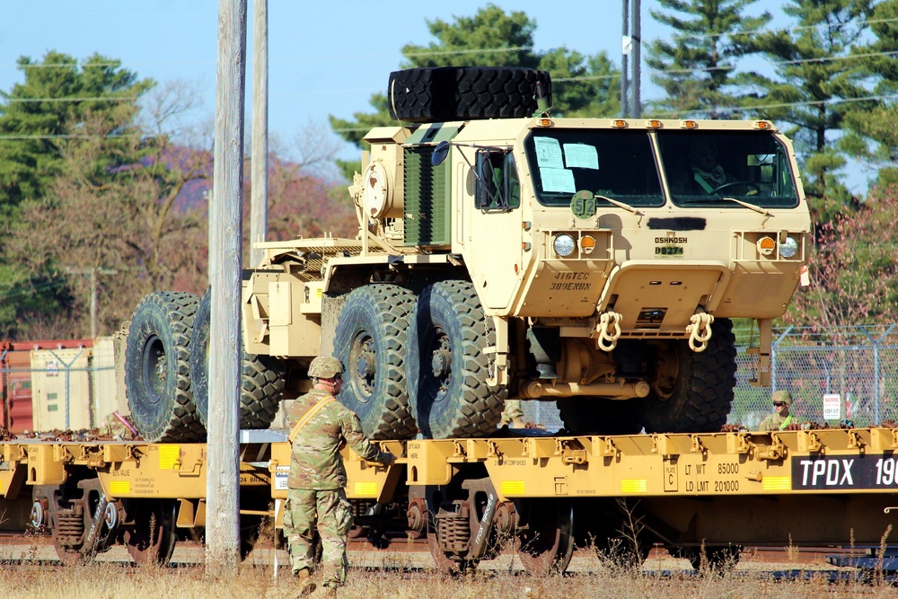 411th Engineer Company equipment deployment by rail movement at Fort McCoy