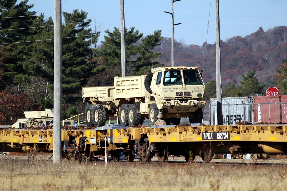 411th Engineer Company equipment deployment by rail movement at Fort McCoy