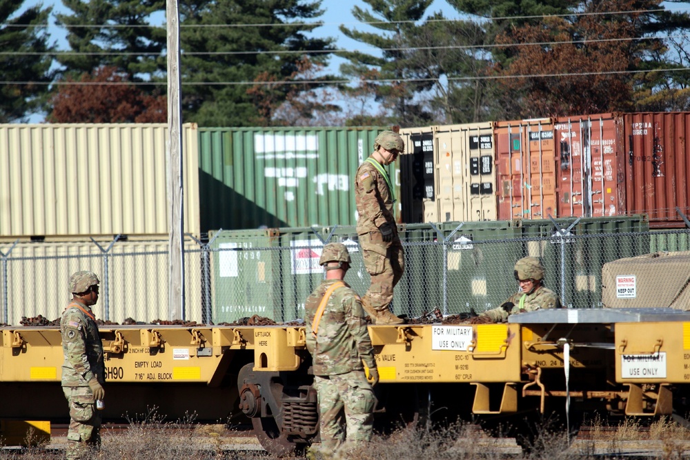 411th Engineer Company equipment deployment by rail movement at Fort McCoy