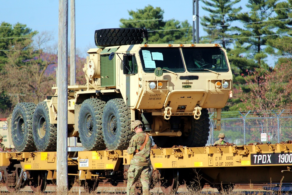 411th Engineer Company equipment deployment by rail movement at Fort McCoy