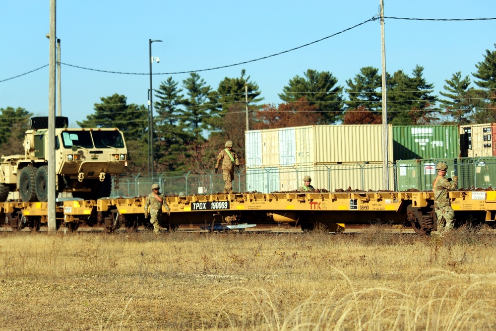 411th Engineer Company equipment deployment by rail movement at Fort McCoy