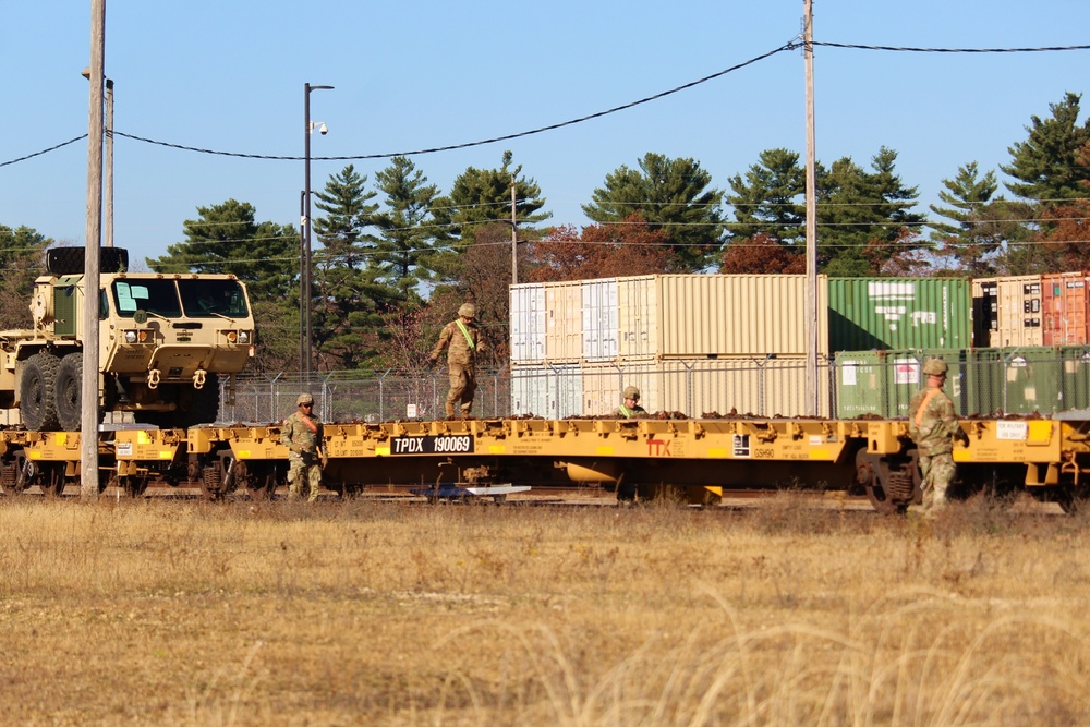 411th Engineer Company equipment deployment by rail movement at Fort McCoy