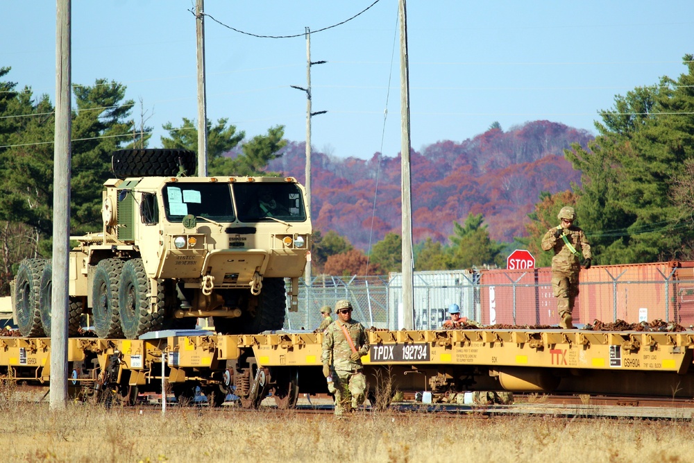 411th Engineer Company equipment deployment by rail movement at Fort McCoy