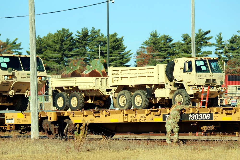 411th Engineer Company equipment deployment by rail movement at Fort McCoy