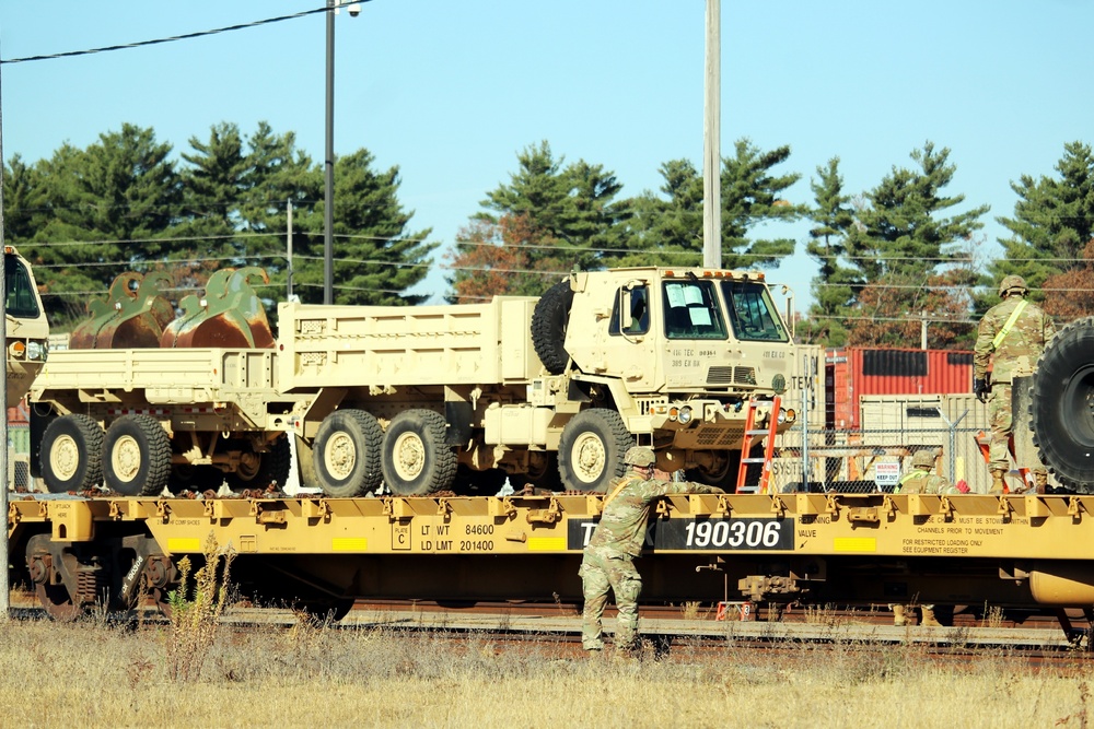 411th Engineer Company equipment deployment by rail movement at Fort McCoy