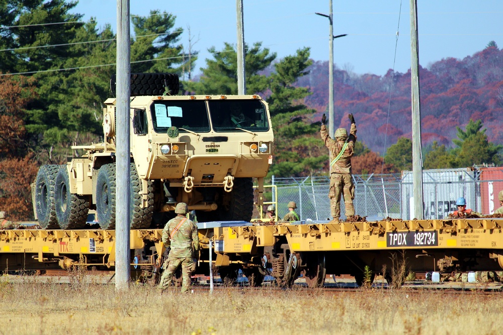 411th Engineer Company equipment deployment by rail movement at Fort McCoy