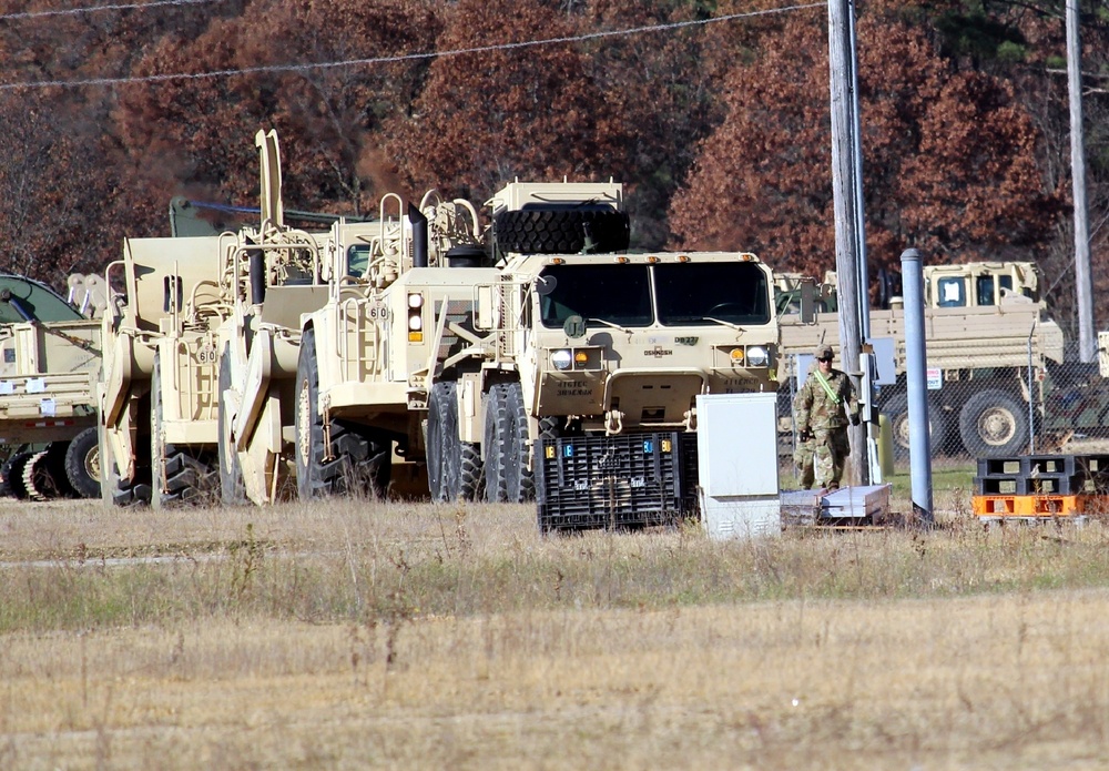 411th Engineer Company equipment deployment by rail movement at Fort McCoy