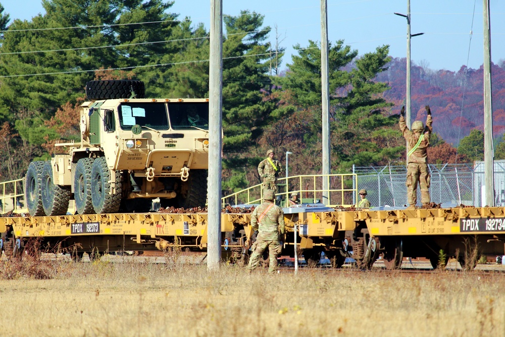 411th Engineer Company equipment deployment by rail movement at Fort McCoy