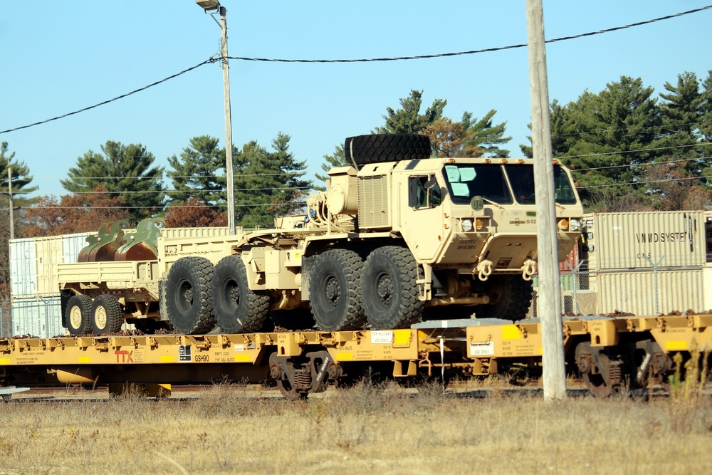 411th Engineer Company equipment deployment by rail movement at Fort McCoy