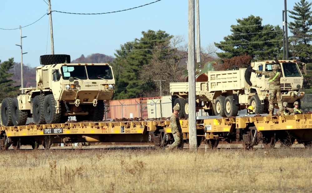 411th Engineer Company equipment deployment by rail movement at Fort McCoy