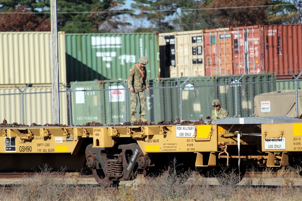 411th Engineer Company equipment deployment by rail movement at Fort McCoy