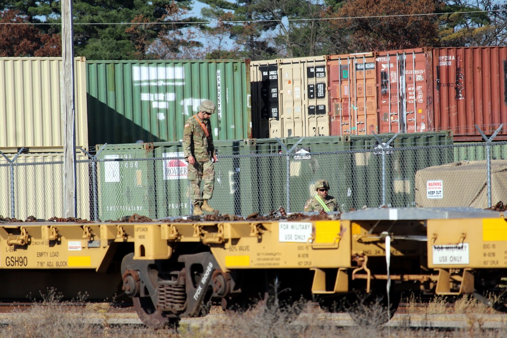 411th Engineer Company equipment deployment by rail movement at Fort McCoy