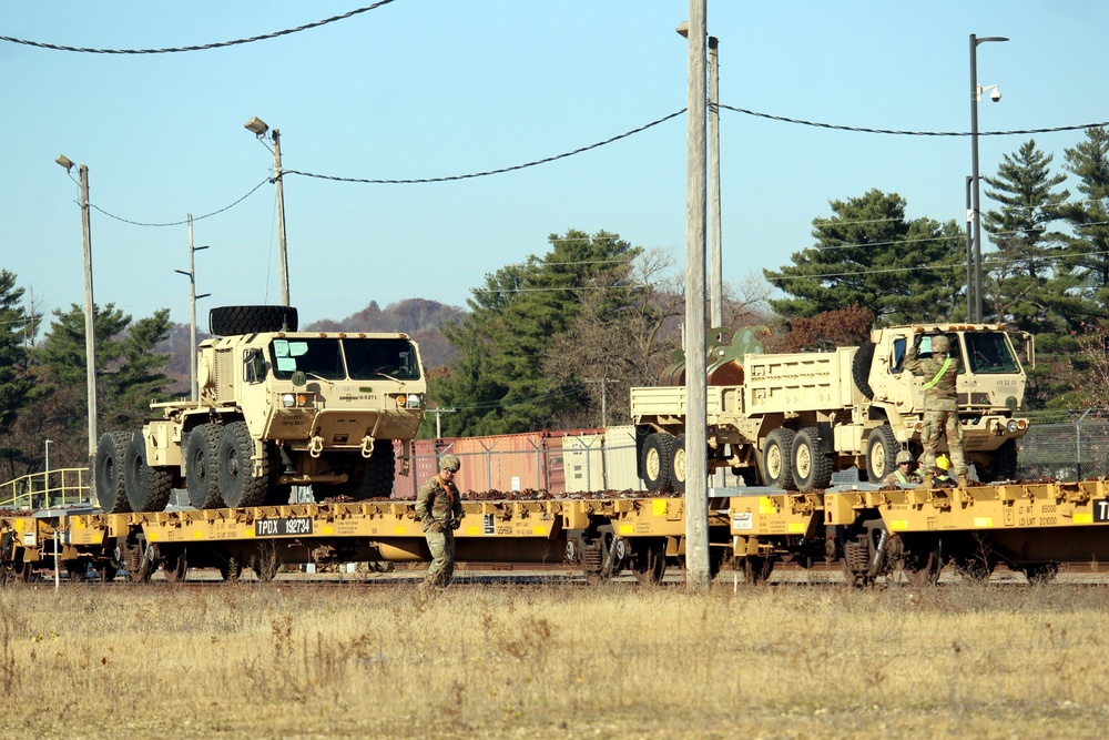 411th Engineer Company equipment deployment by rail movement at Fort McCoy