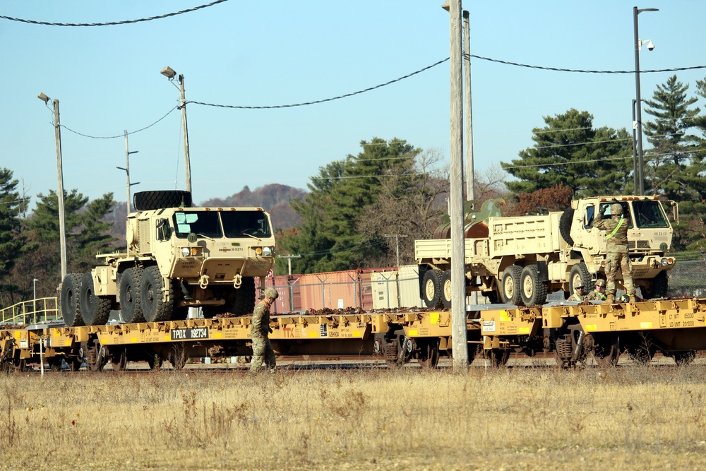 411th Engineer Company equipment deployment by rail movement at Fort McCoy