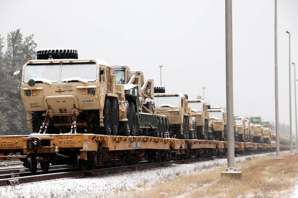 411th Engineer Company equipment deployment by rail movement at Fort McCoy