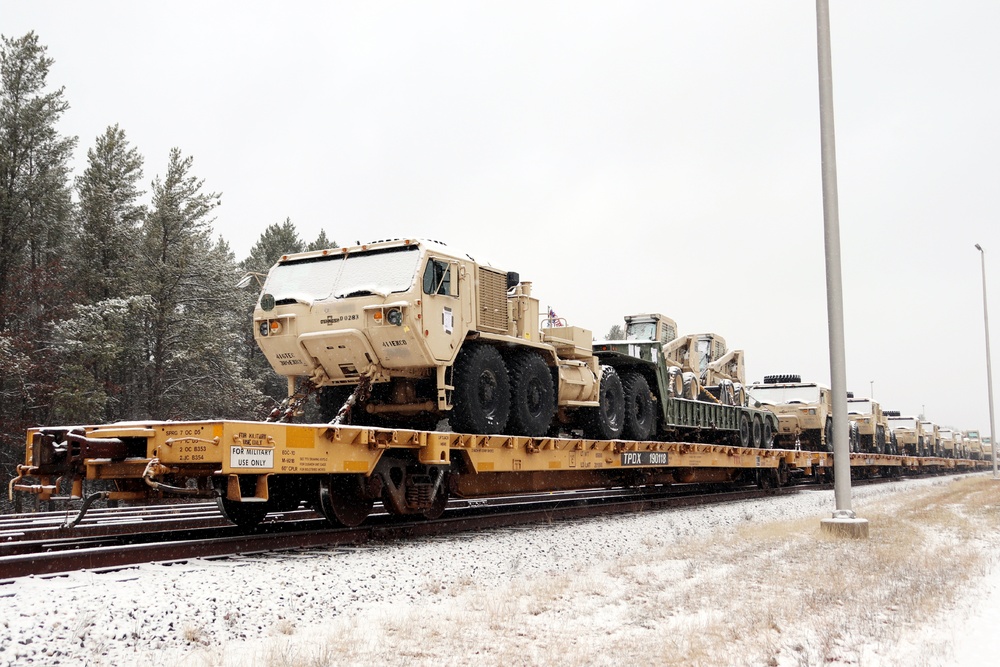 411th Engineer Company equipment deployment by rail movement at Fort McCoy