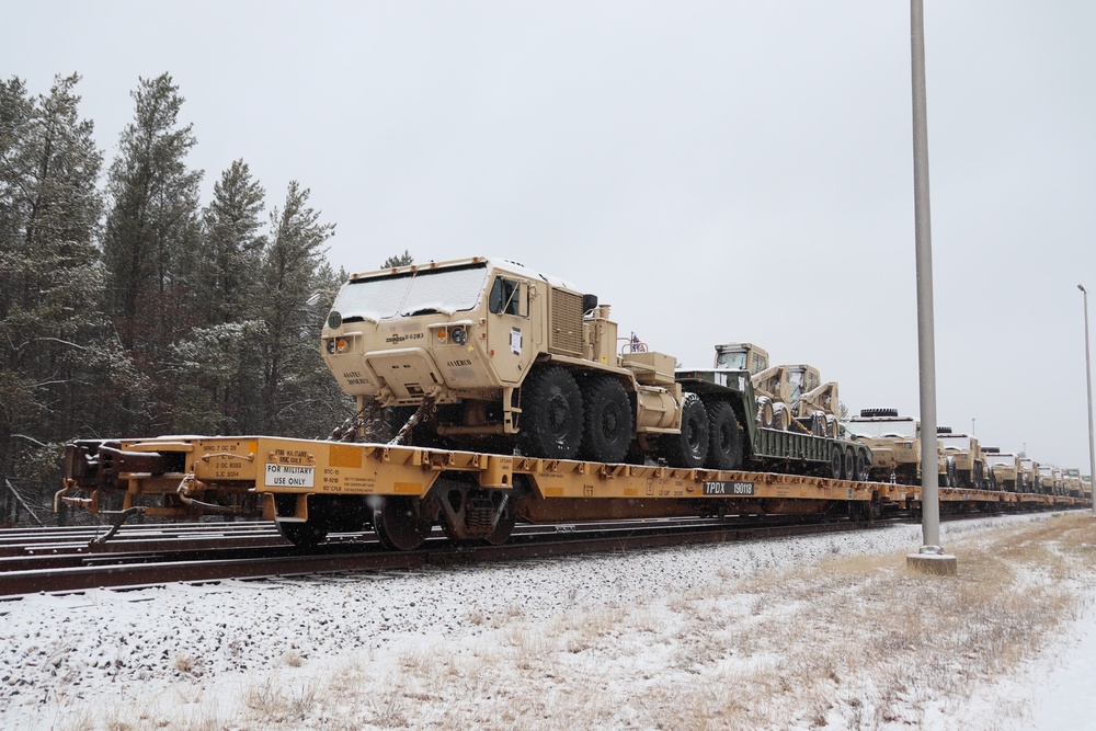 411th Engineer Company equipment deployment by rail movement at Fort McCoy